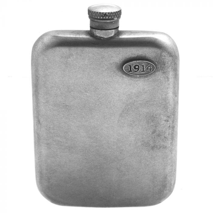 Vintage WWI Pewter Hip Flask-Hip Flasks - Pewter-Yester Home