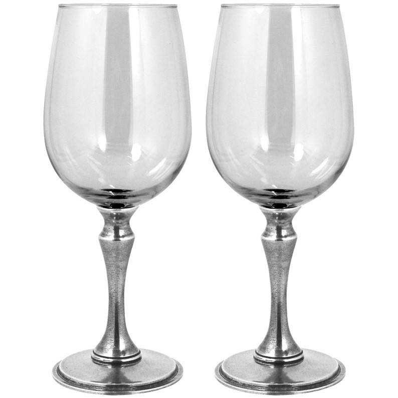 Vogue Pewter Double Wine Glass Set-Wine Glasses-Yester Home