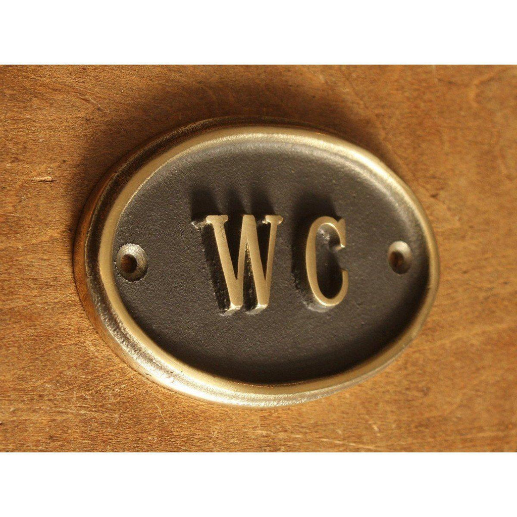 WC Toilet Door Sign · Brass ·-Toilet Sign-Yester Home