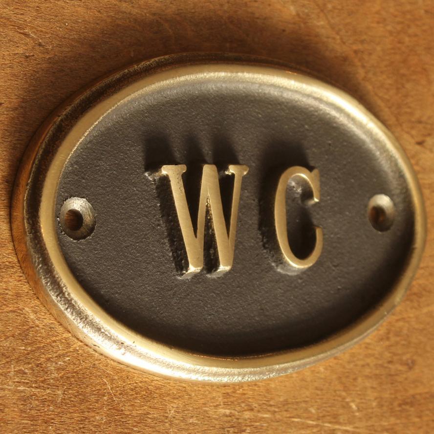 WC Toilet Door Sign · Brass ·-Toilet Sign-Yester Home