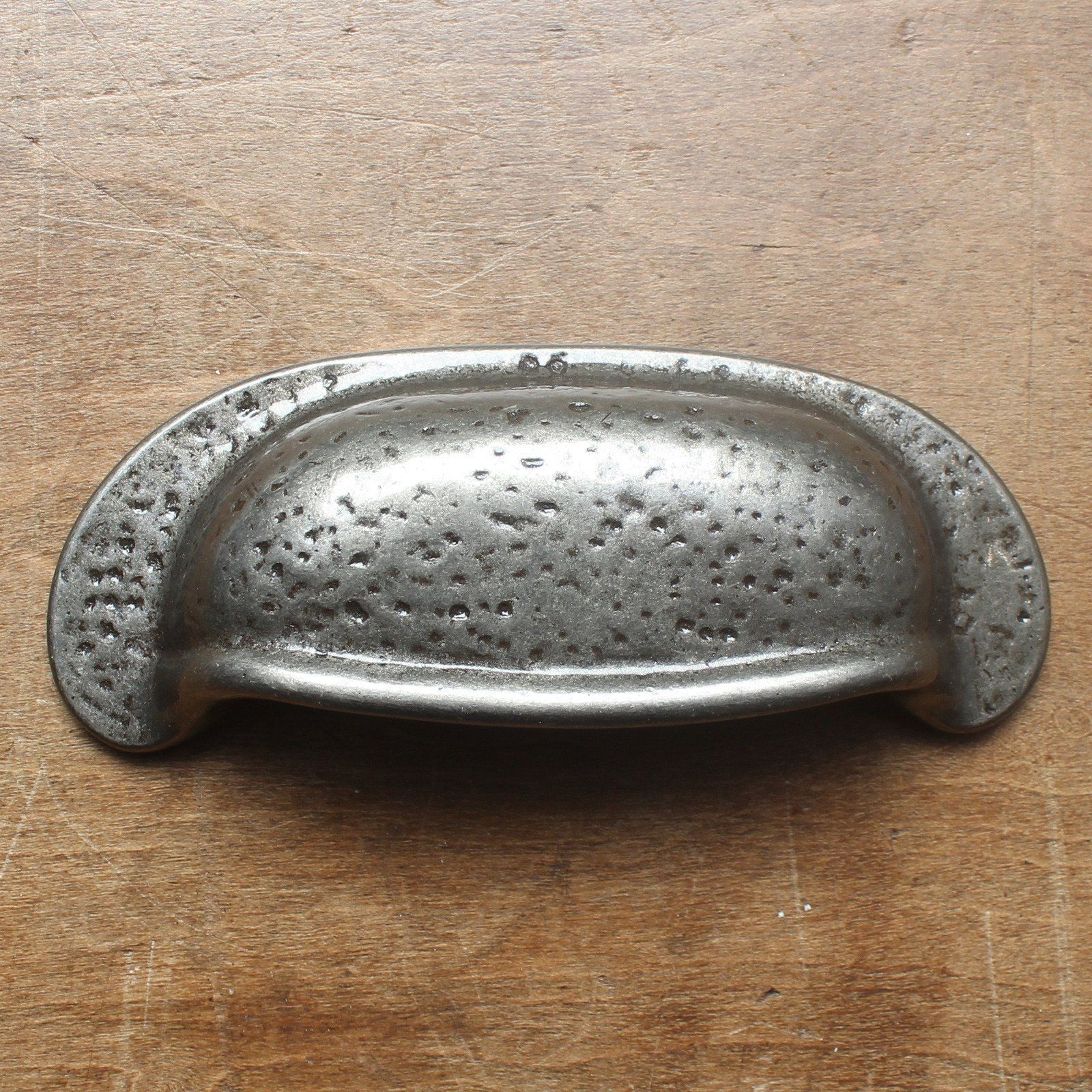 Warwick Mottled Cast Iron Cup Pull Handle-Drawer Pulls-Yester Home