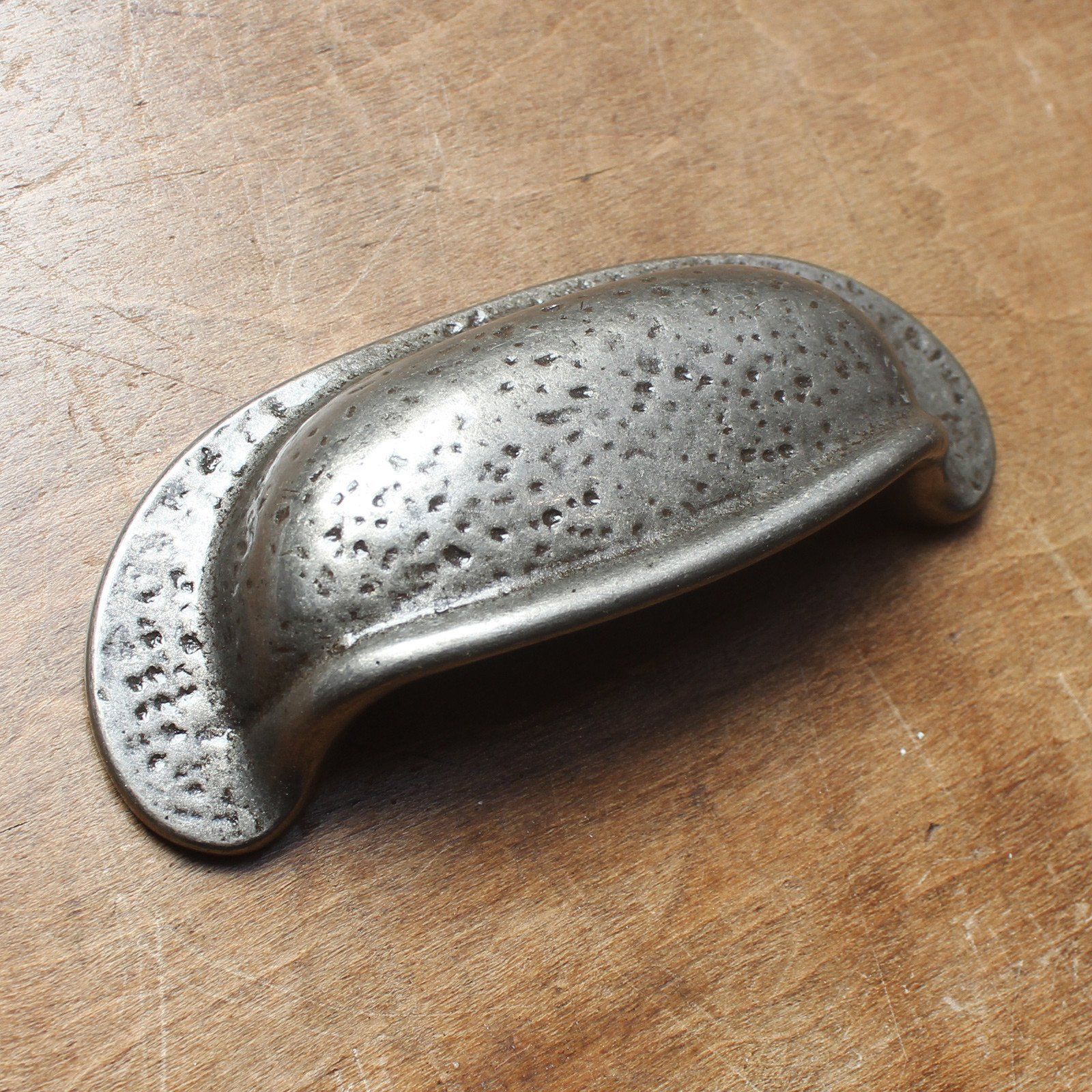 Warwick Mottled Cast Iron Cup Pull Handle-Drawer Pulls-Yester Home