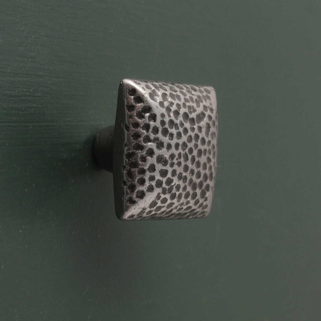 Warwick Square Cast Iron Cupboard Knob - Mottled-Cabinet Knobs-Yester Home