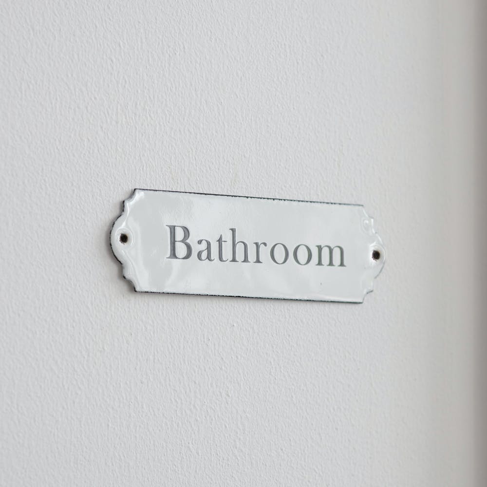 White Enamel Bathroom Sign-Signs-Yester Home