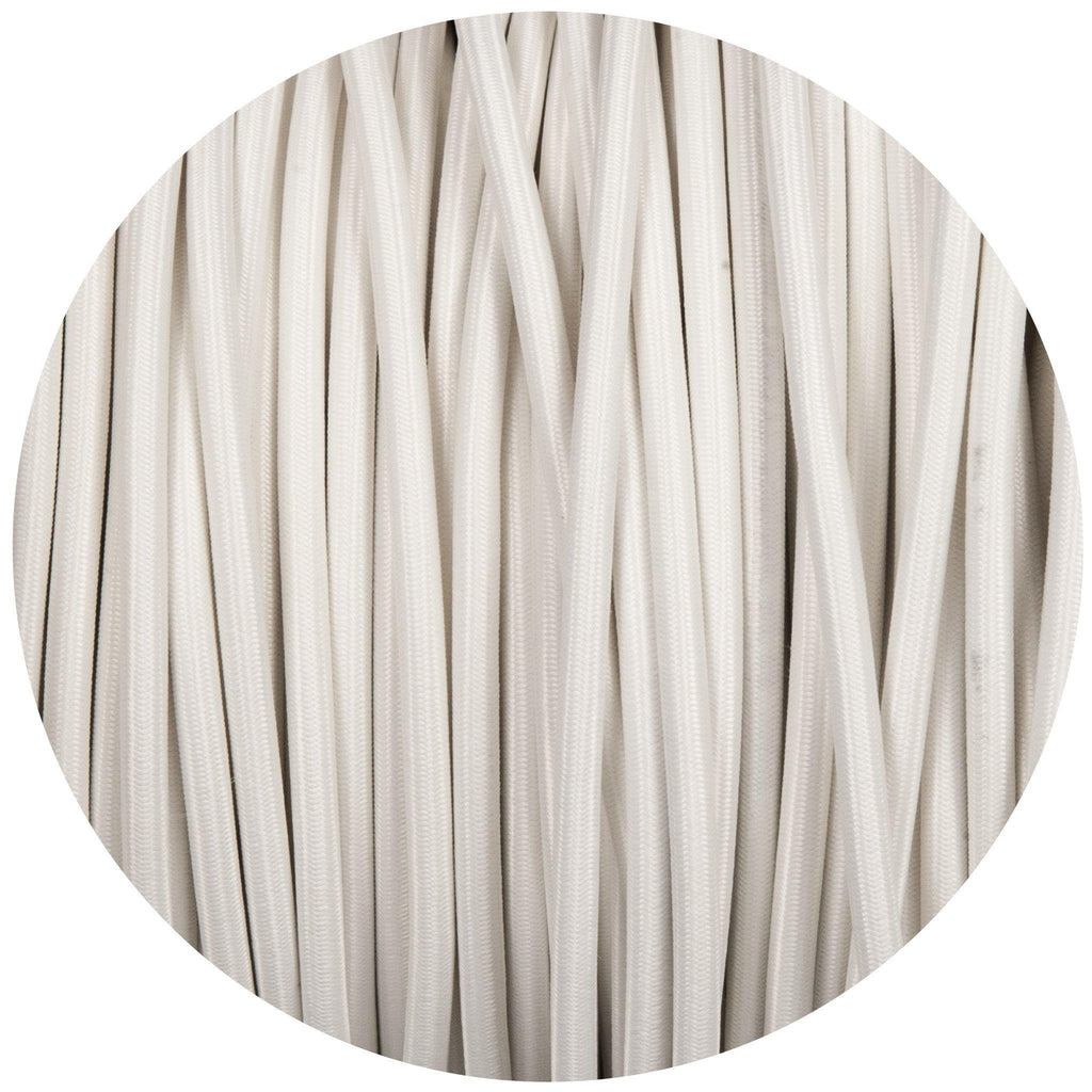 White Round Fabric Braided Cable-Fabric Cable-Yester Home