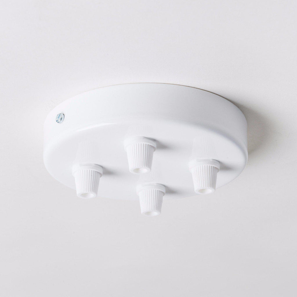 White Steel 100mm Ceiling Rose - All Outlet Options-Ceiling Rose-Yester Home