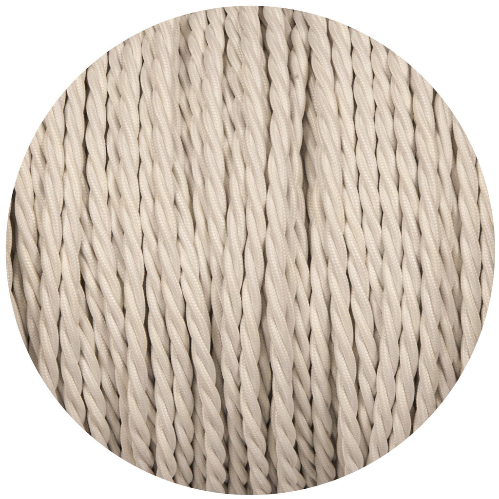 White Twisted Fabric Braided Cable-Fabric Cable-Yester Home