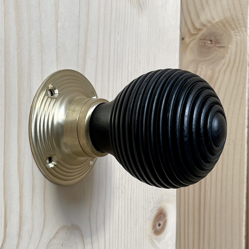 Wooden Beehive Mortice/Rim Door Knob Set-Door Knobs-Yester Home