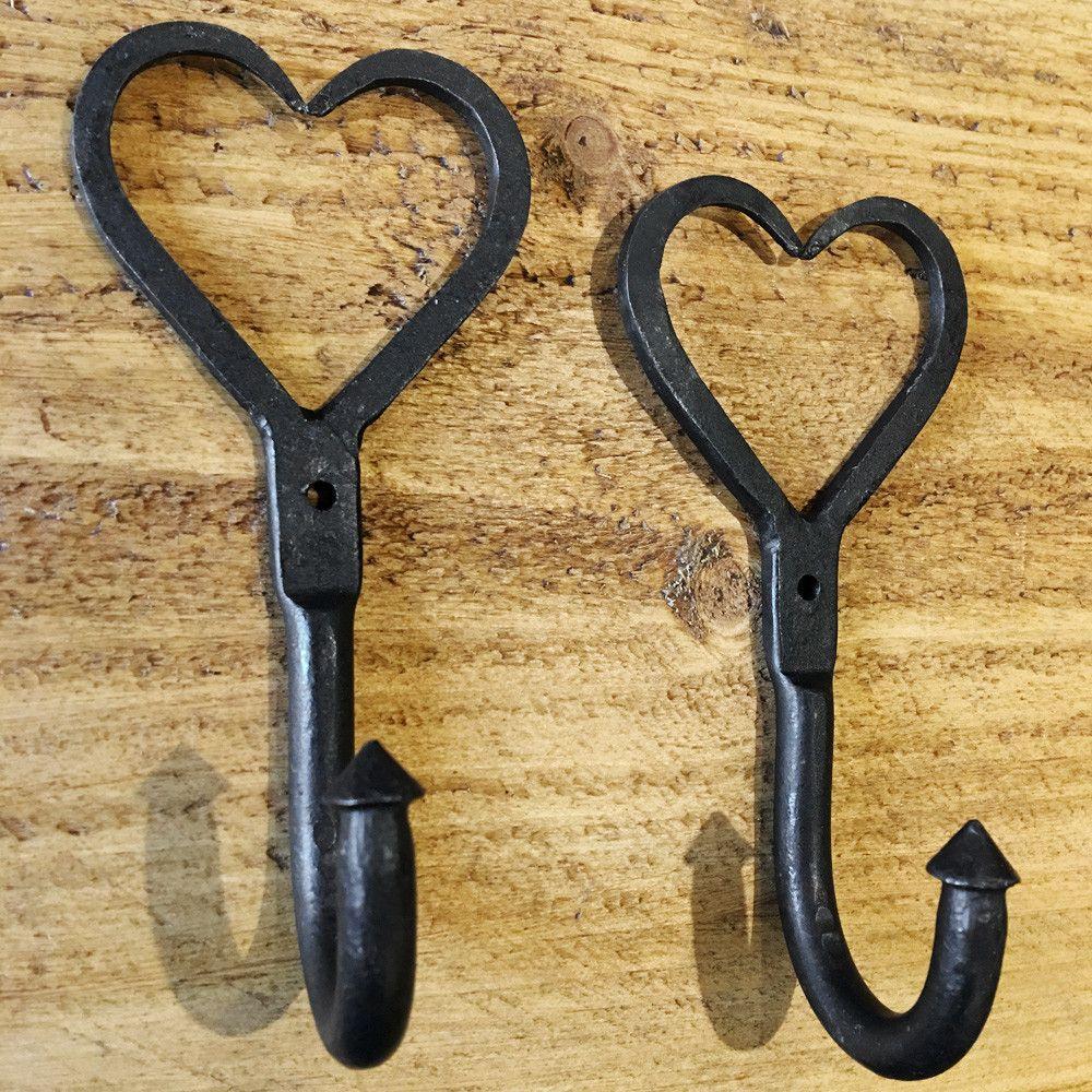 Wrought Iron Love Heart Hook · Black ·-Coat Hooks-Yester Home