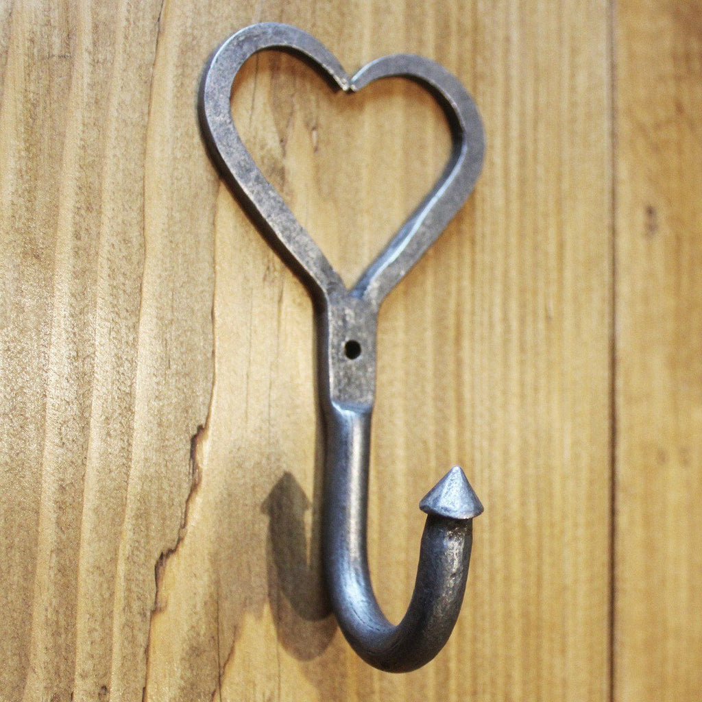 Wrought Iron Love Heart Hook · Iron ·-Coat Hooks-Yester Home