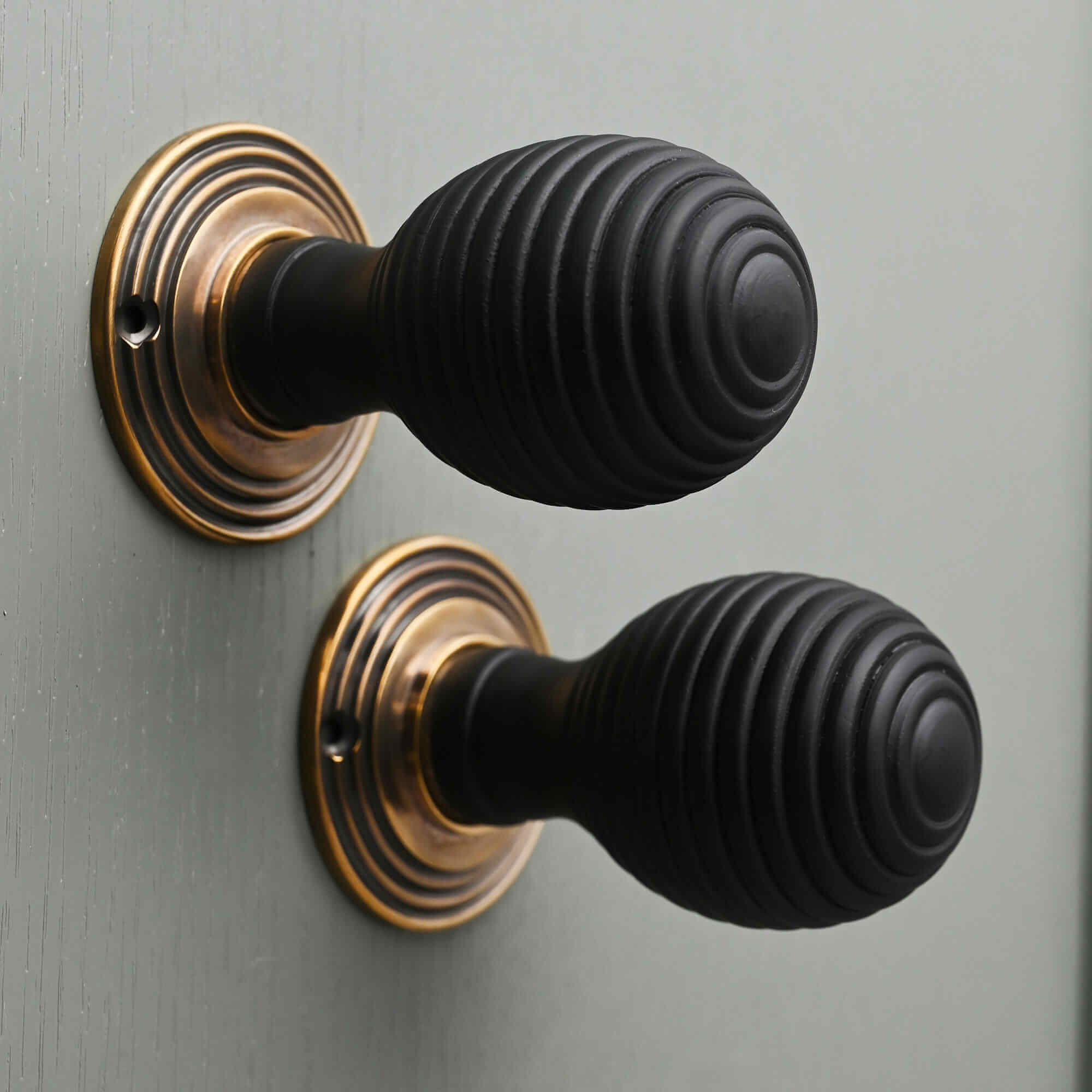 Traditional Oval Wooden Beehive Mortice/Rim Door Knobs - Mortice Knobs - Yester Home - Yester Home