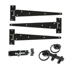 10" 250mm Twist Ring Gate Ironmongery Kit Black-Ironmongery Kits-Yester Home