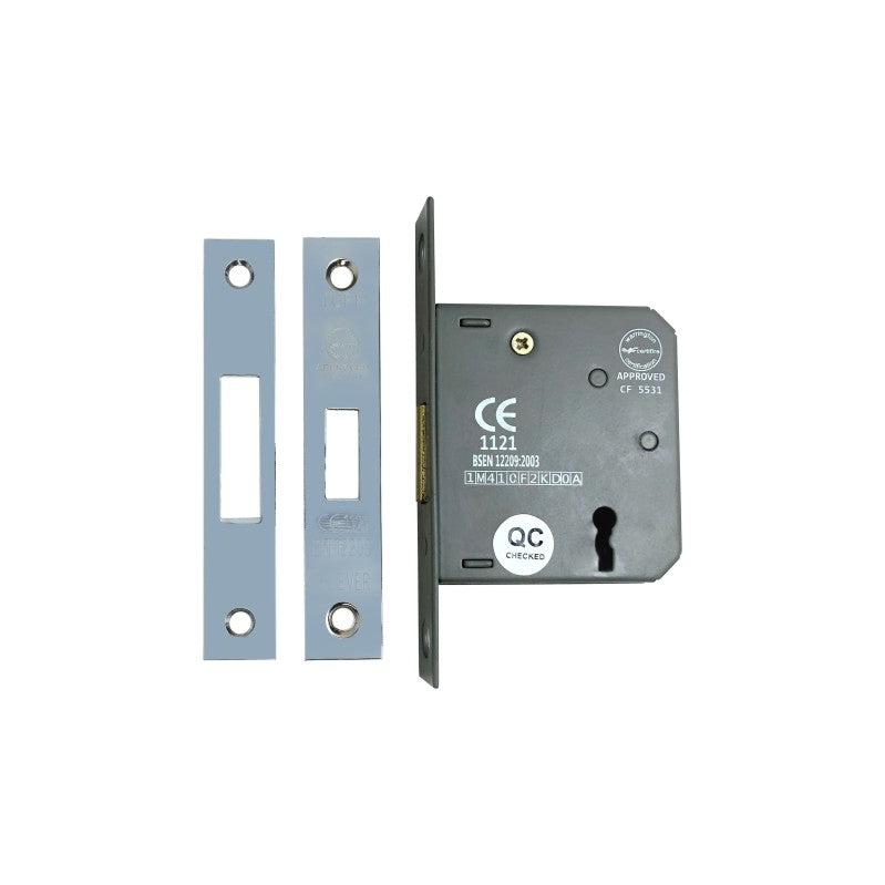 3 Lever Dead Architect Lock CE 3" Polished Nickel-Locks & Latches-Yester Home