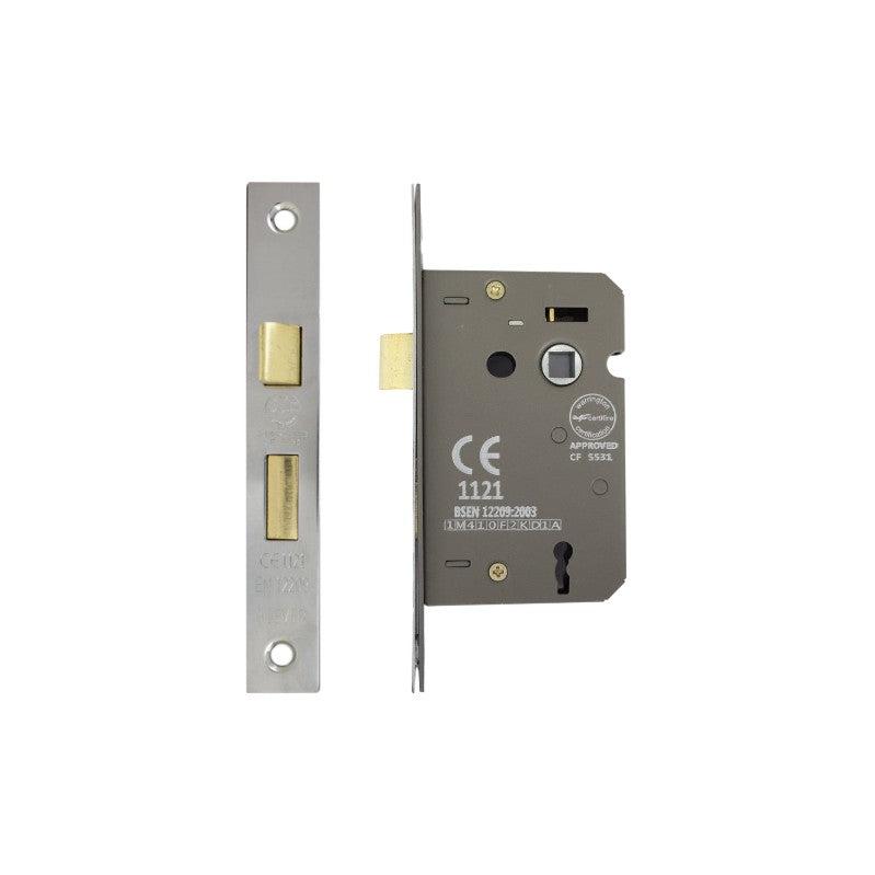 3 Lever Sash Lock CE 2.5" Black Nickel-Locks & Latches-Yester Home