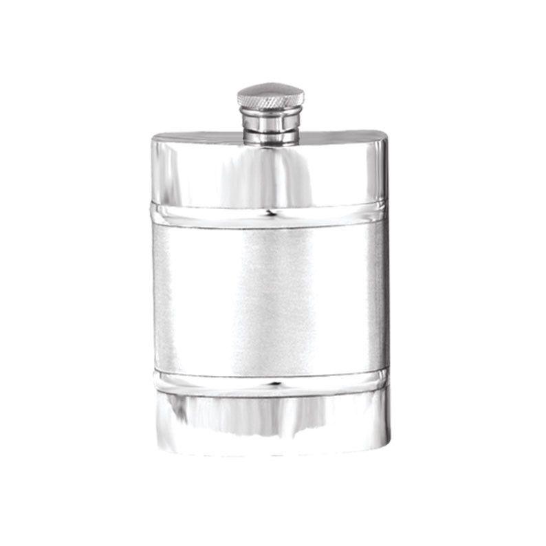 4oz Banded Pewter Hip Flask-Hip Flasks - Pewter-Yester Home