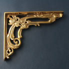 6 x 8 Inch Victorian Leaf Brass Shelf Bracket-4 - 6" Shelf Brackets-Yester Home