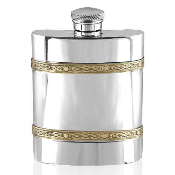 6oz Celtic Band Pewter Hip Flask-Hip Flasks - Pewter-Yester Home