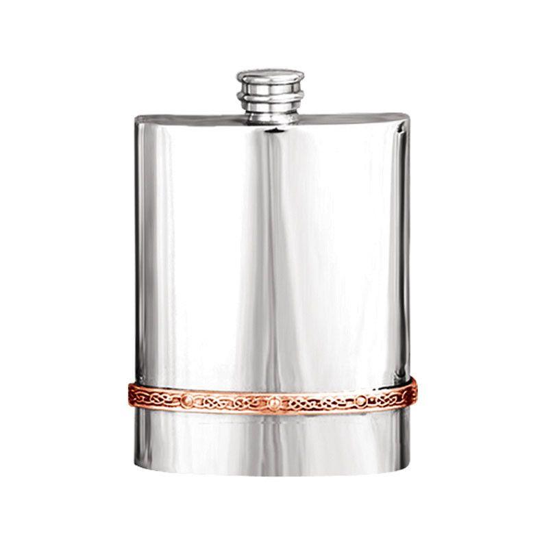 6oz Celtic Rose Pewter Hip Flask-Hip Flasks - Pewter-Yester Home