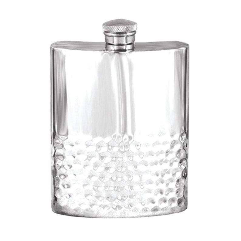 6oz Hammered Pewter Hip Flask-Hip Flasks - Pewter-Yester Home