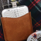 6oz Pewter Hammered Hip Flask With Leather Pouch-Hip Flasks - Leather-Yester Home