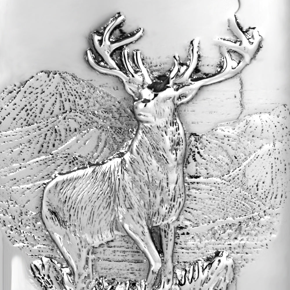 6oz Pewter Hip Flask with Embossed Highland Stag Design-Hip Flasks - Stainless Steel-Yester Home