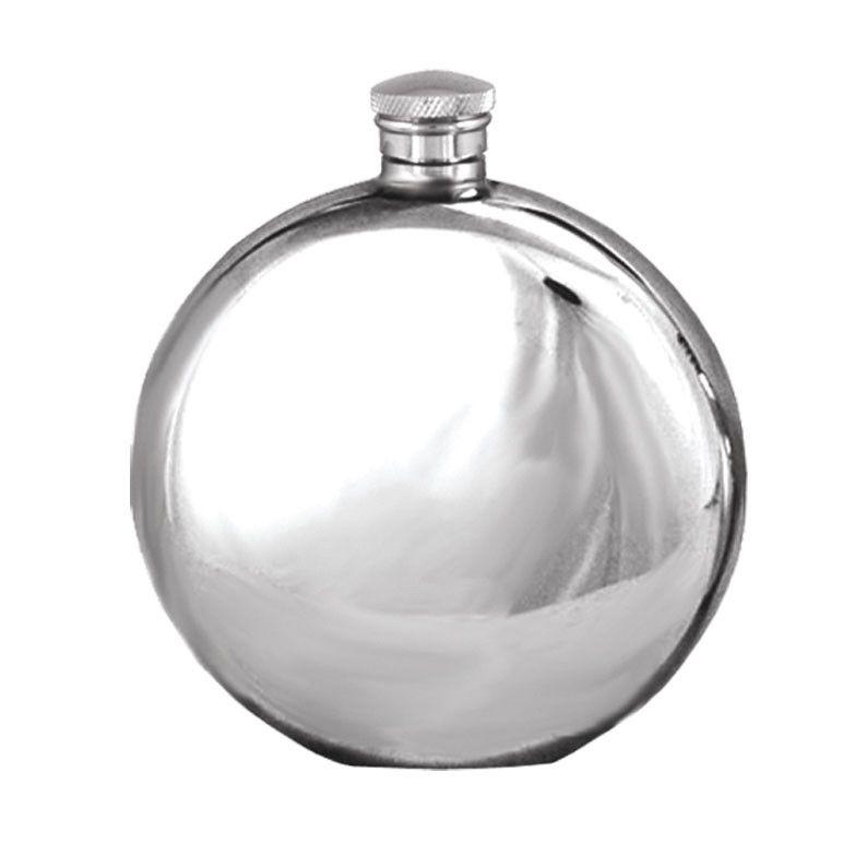 6oz Round Pewter Hip Flask-Hip Flasks - Pewter-Yester Home