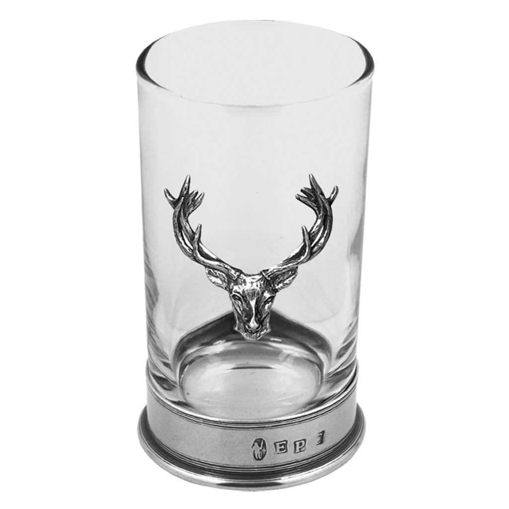 8oz Stag Head Highball Spirits Glass - Gin Glasses - English Pewter Company - Yester Home