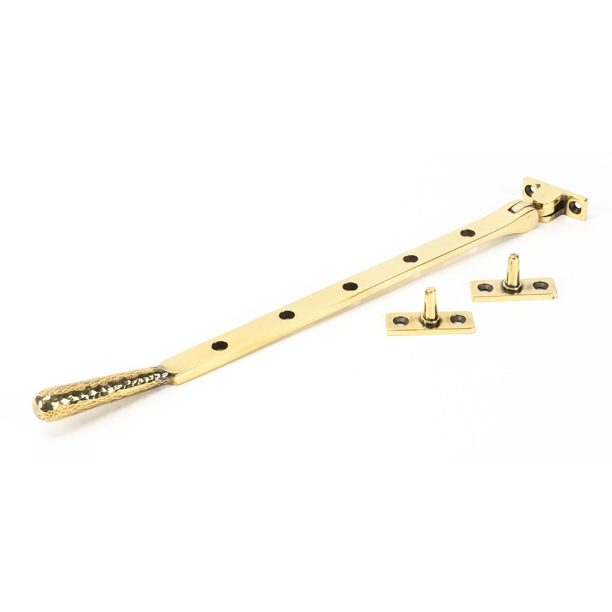 Aged Brass 12" Hammered Newbury Stay | From The Anvil - Stays - From The Anvil - Yester Home