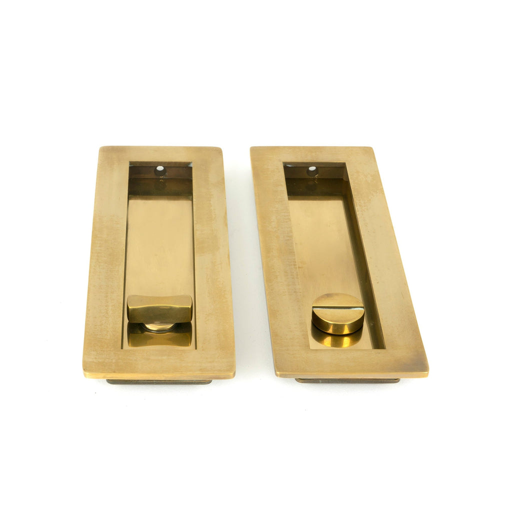 Aged Brass 175mm Plain Rectangular Pull - Privacy Set | From The Anvil-Cabinet Pulls-Yester Home