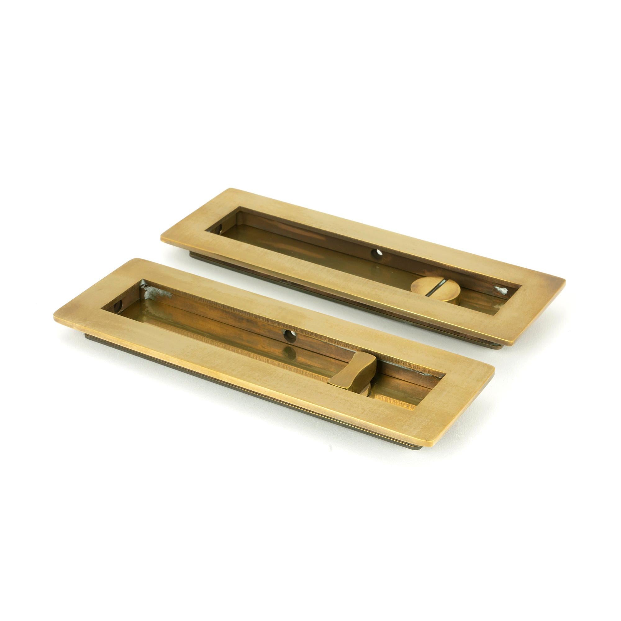 Aged Brass 175mm Plain Rectangular Pull - Privacy Set | From The Anvil - Cabinet Pulls - From The Anvil - Yester Home