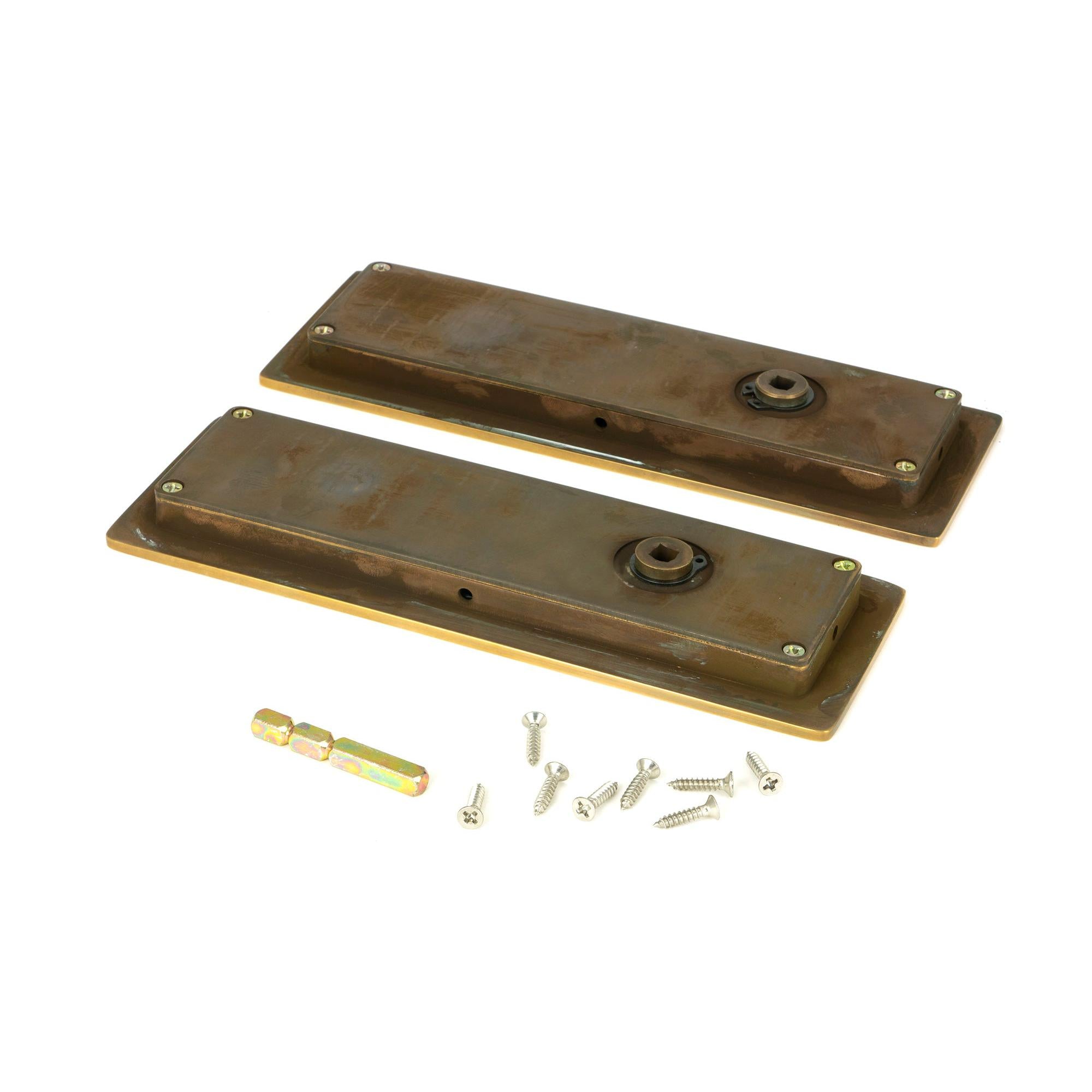 Aged Brass 175mm Plain Rectangular Pull - Privacy Set | From The Anvil - Cabinet Pulls - From The Anvil - Yester Home