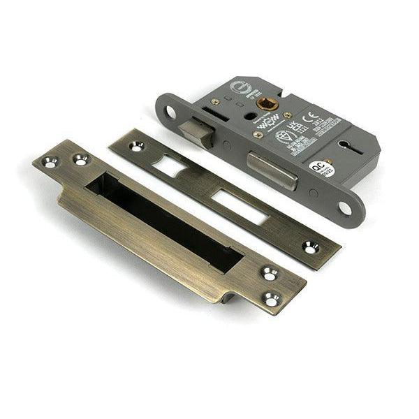 Aged Brass 2½" 5 Lever BS Sash Lock KA - Sash Locks - From The Anvil - Yester Home