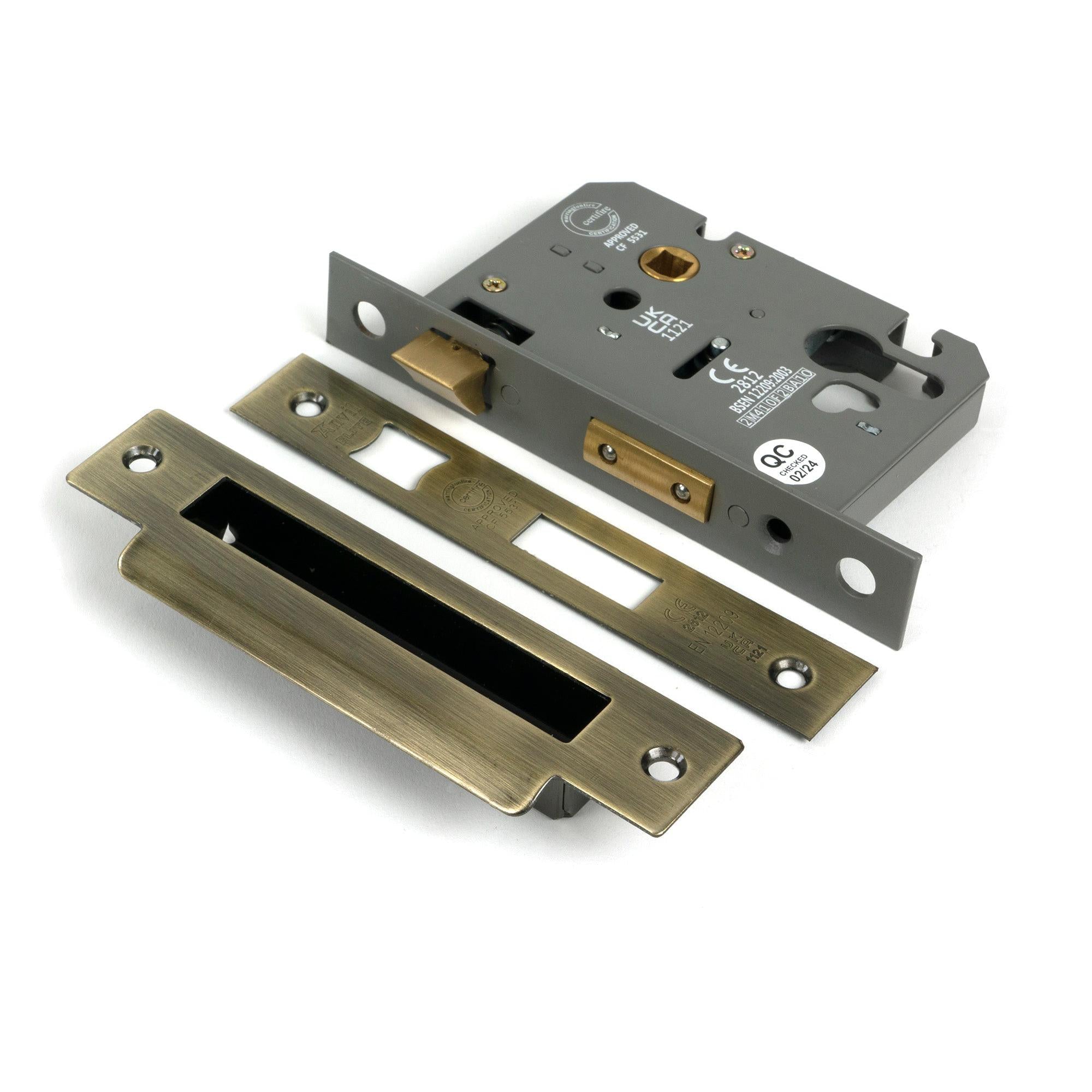 Aged Brass 2½" Euro Profile Sash Lock - Euro Locks - From The Anvil - Yester Home