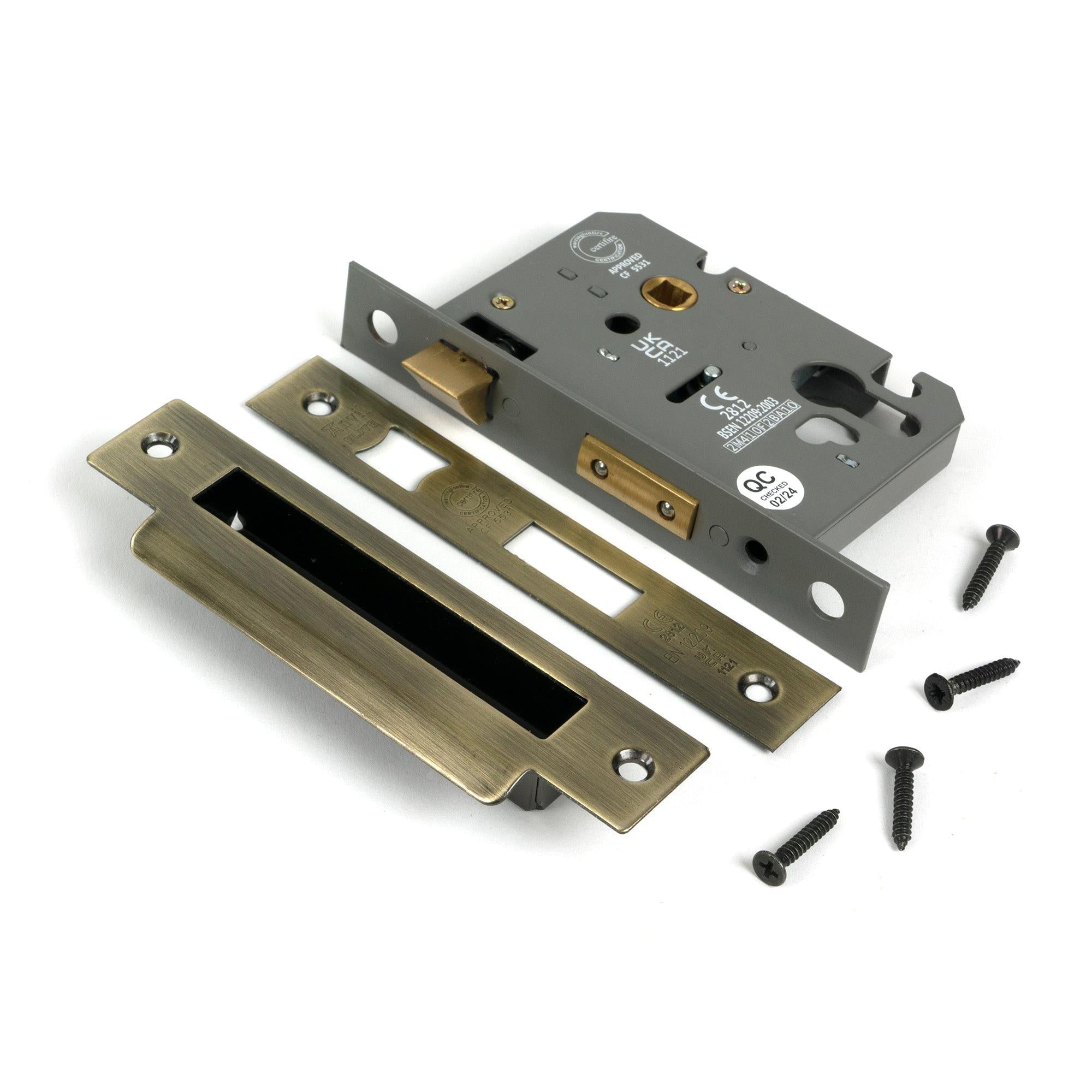 Aged Brass 2½" Euro Profile Sash Lock - Euro Locks - From The Anvil - Yester Home