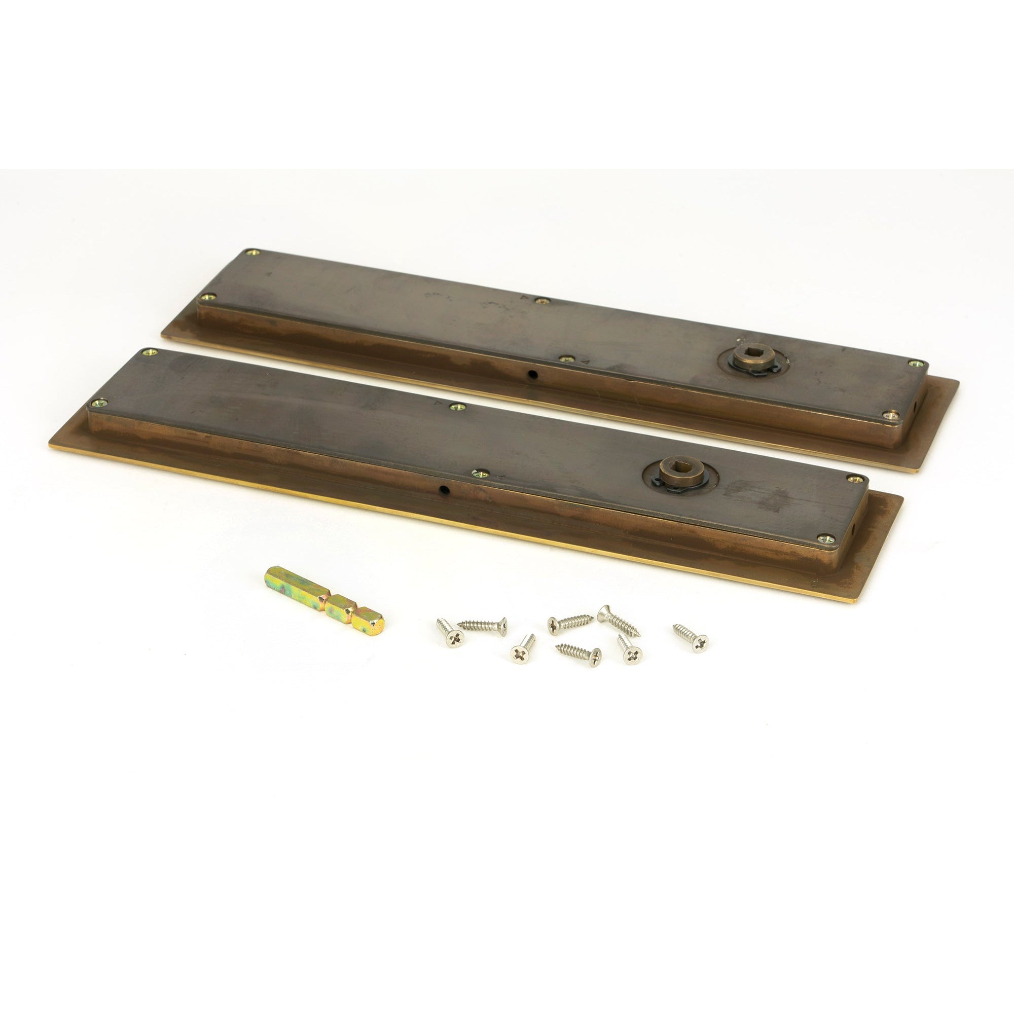 Aged Brass 250mm Art Deco Rectangular Pull - Privacy Set | From The Anvil-Cabinet Pulls-Yester Home