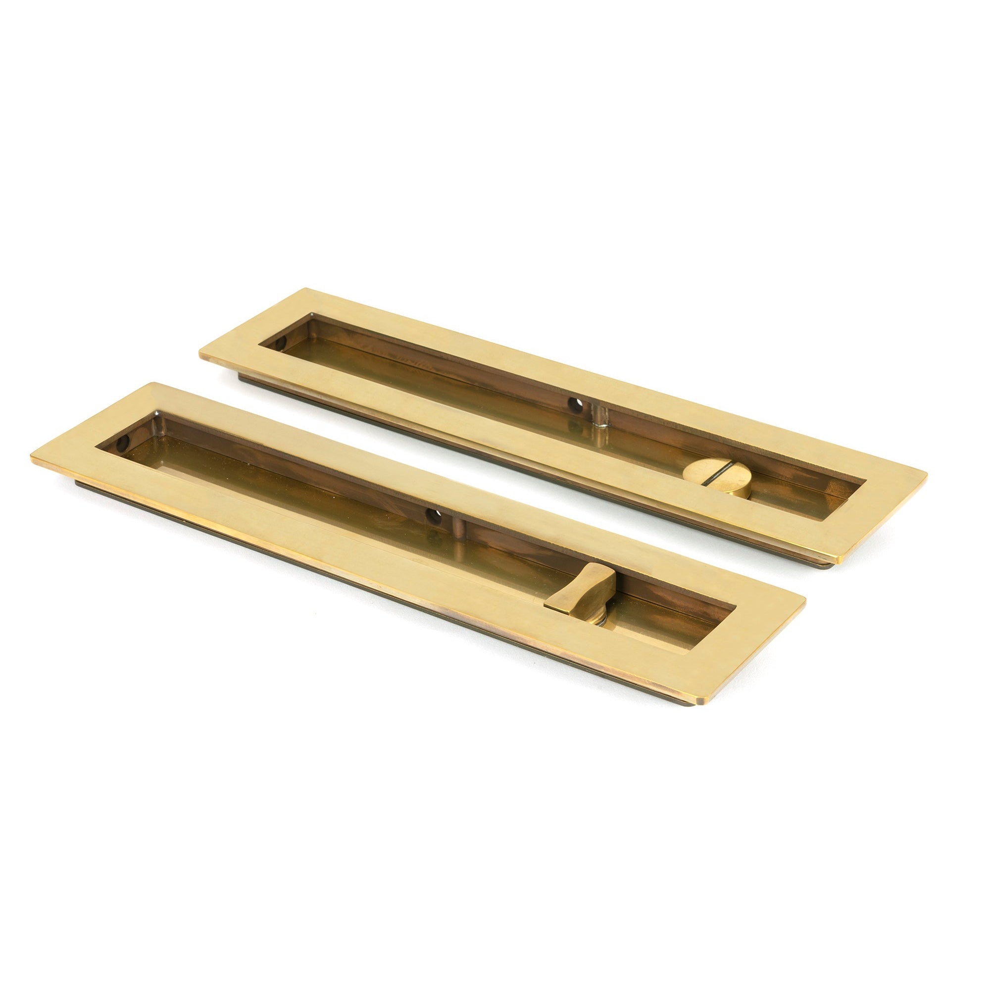 Aged Brass 250mm Plain Rectangular Pull - Privacy Set | From The Anvil-Cabinet Pulls-Yester Home