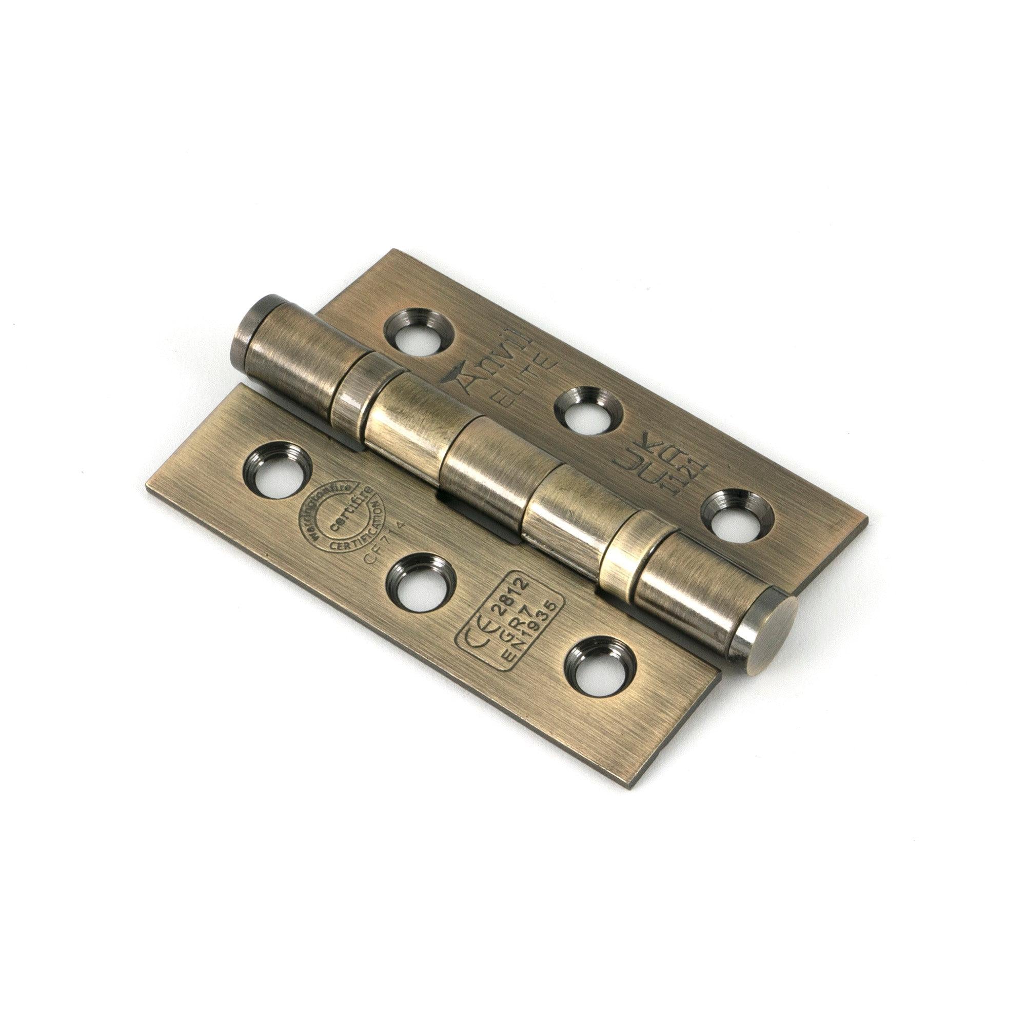 Aged Brass 3" Ball Bearing Butt Hinge (pair) ss | From The Anvil - Butt Hinges - From The Anvil - Yester Home
