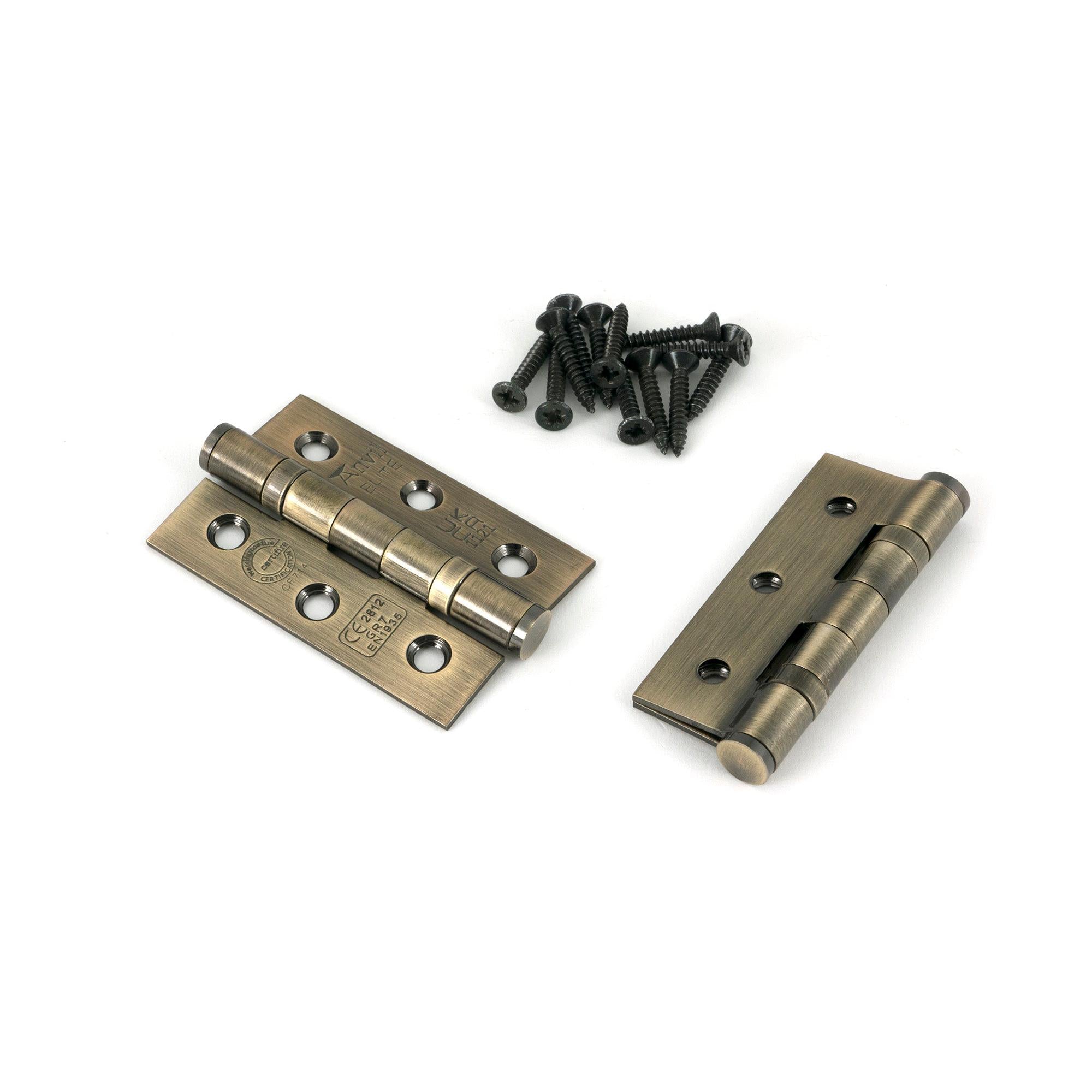 Aged Brass 3" Ball Bearing Butt Hinge (pair) ss | From The Anvil - Butt Hinges - From The Anvil - Yester Home