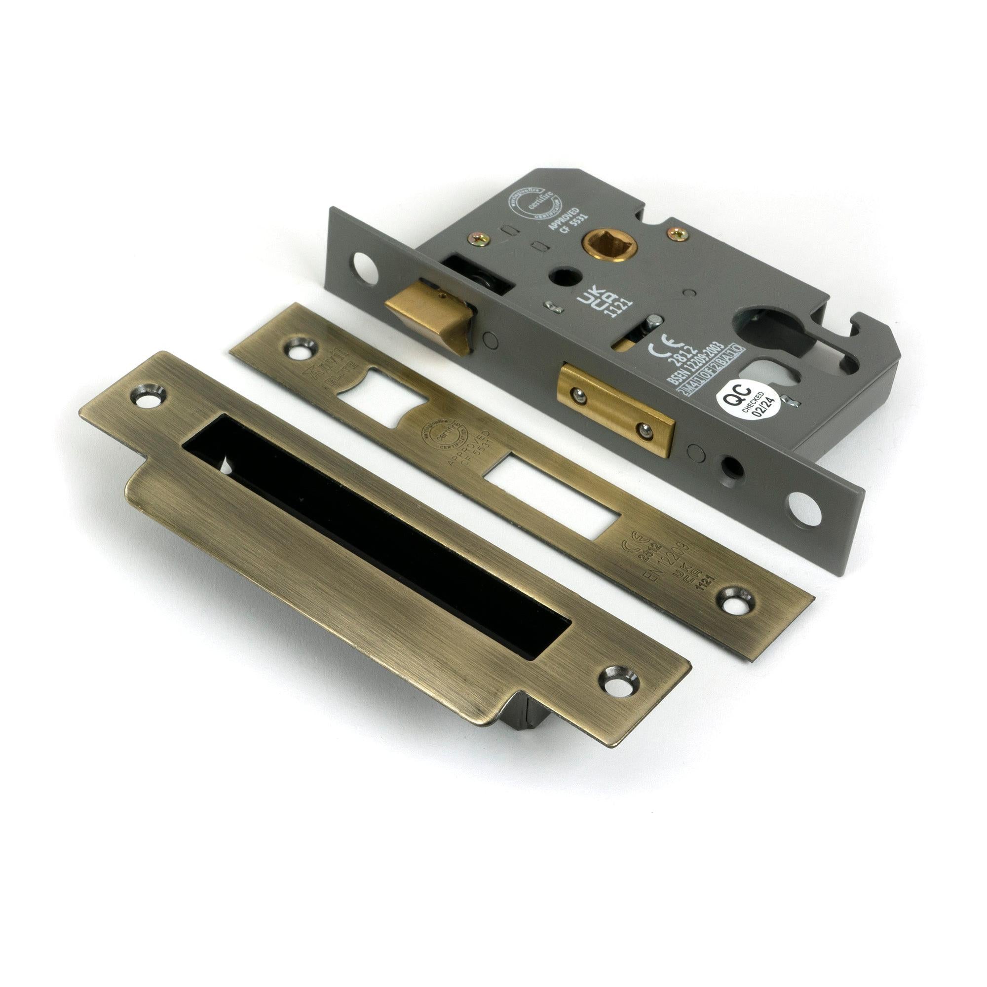 Aged Brass 3" Euro Profile Sash Lock - Euro Locks - From The Anvil - Yester Home