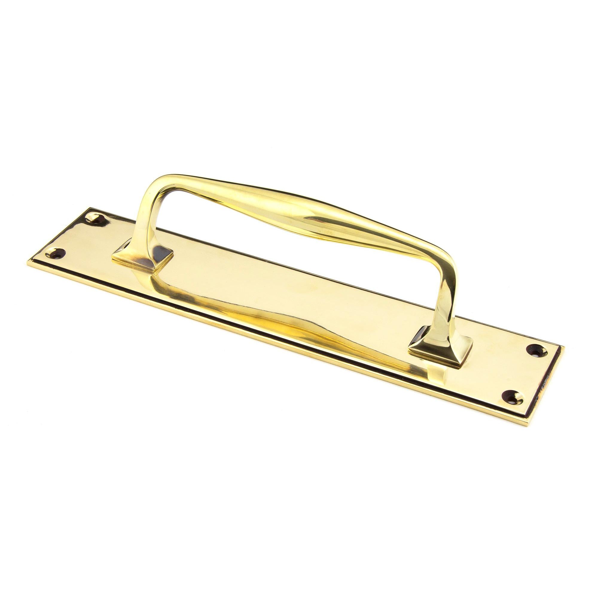 Aged Brass 300mm Art Deco Pull Handle on Backplate | From The Anvil - On Backplate - From The Anvil - Yester Home