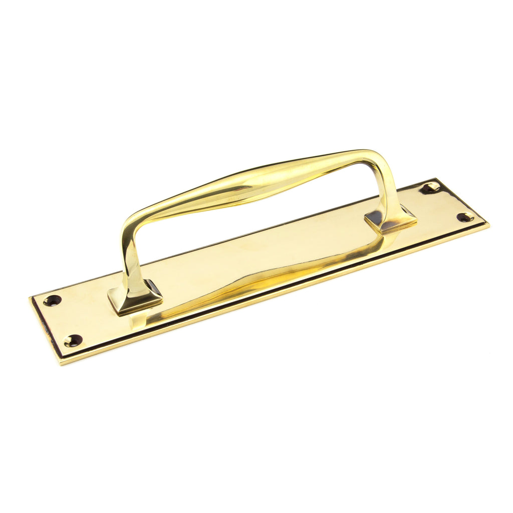 Aged Brass 300mm Art Deco Pull Handle on Backplate | From The Anvil