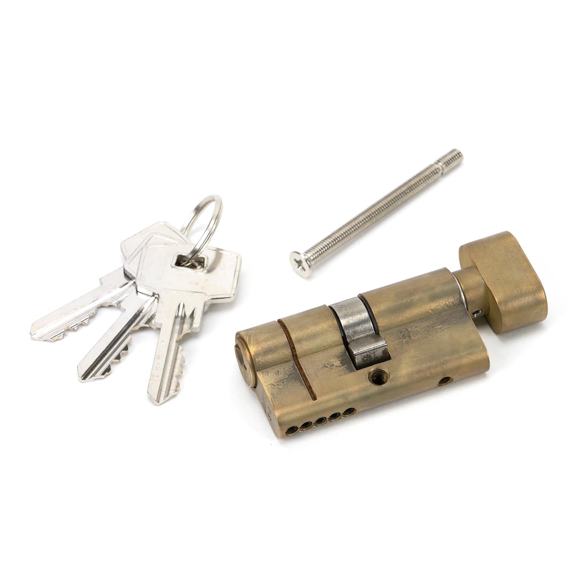Aged Brass 30/30 5pin Euro Cylinder/Thumbturn | From The Anvil - Euro Cylinders - From The Anvil - Yester Home