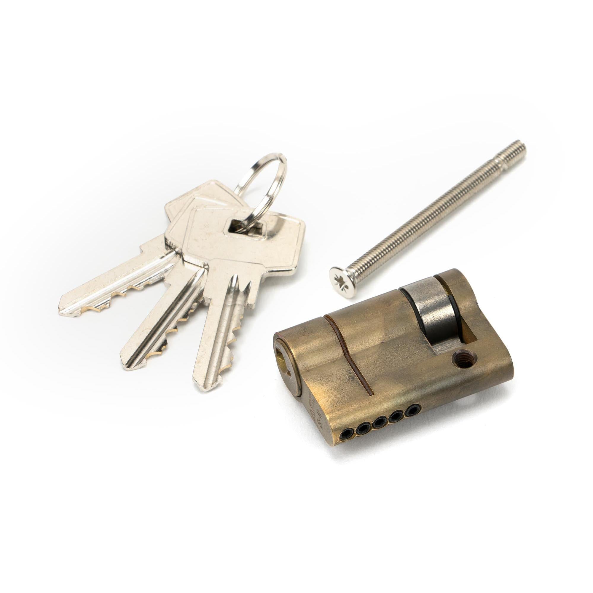 Aged Brass 35/10 5pin Single Cylinder | From The Anvil - Euro Cylinders - From The Anvil - Yester Home