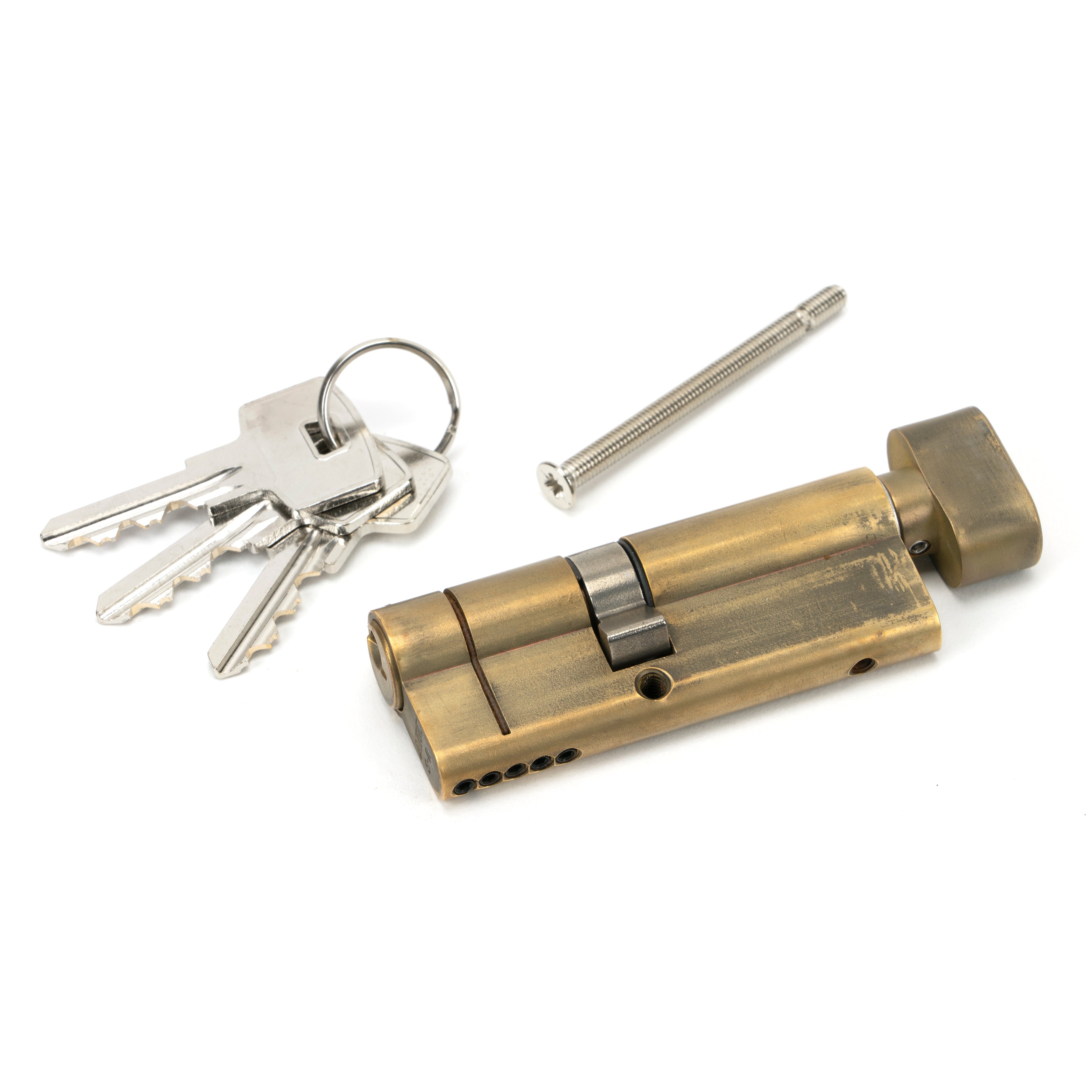 Aged Brass 35/45T 5pin Euro Cylinder/Thumbturn | From The Anvil-Euro Cylinders-Yester Home