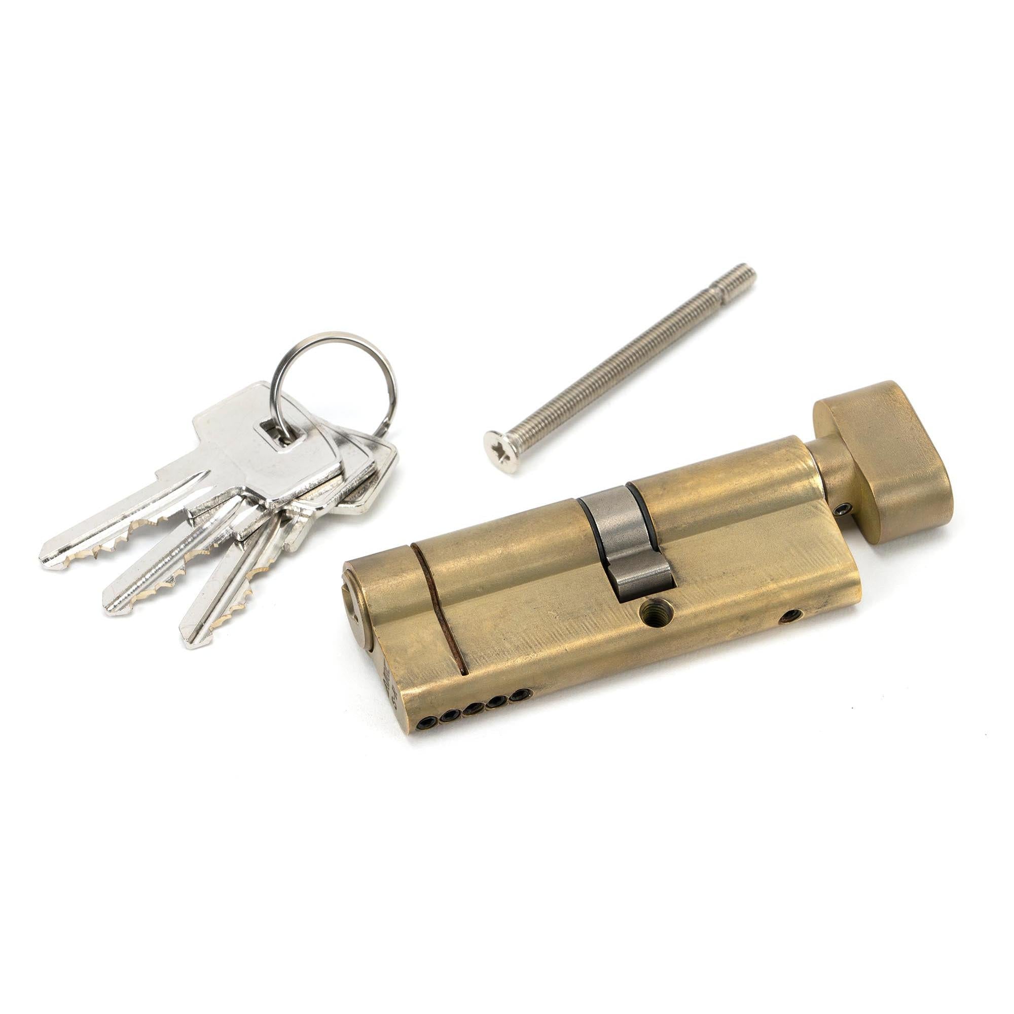 Aged Brass 35T/45 5pin Euro Cylinder/Thumbturn | From The Anvil - Euro Cylinders - From The Anvil - Yester Home