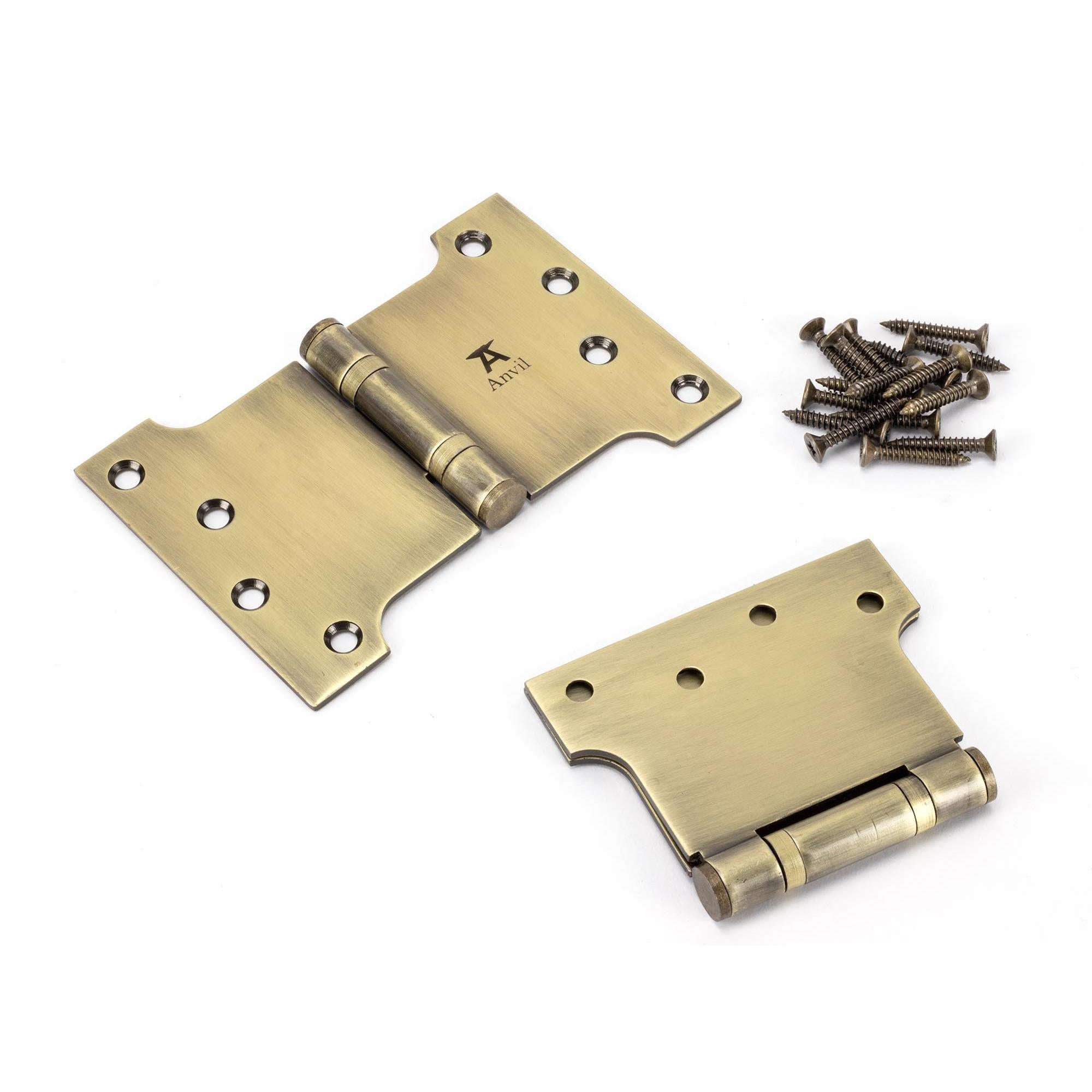 Aged Brass 4" x 4" x 6"  Parliament Hinge (pair) ss | From The Anvil - Parliament Hinges - From The Anvil - Yester Home