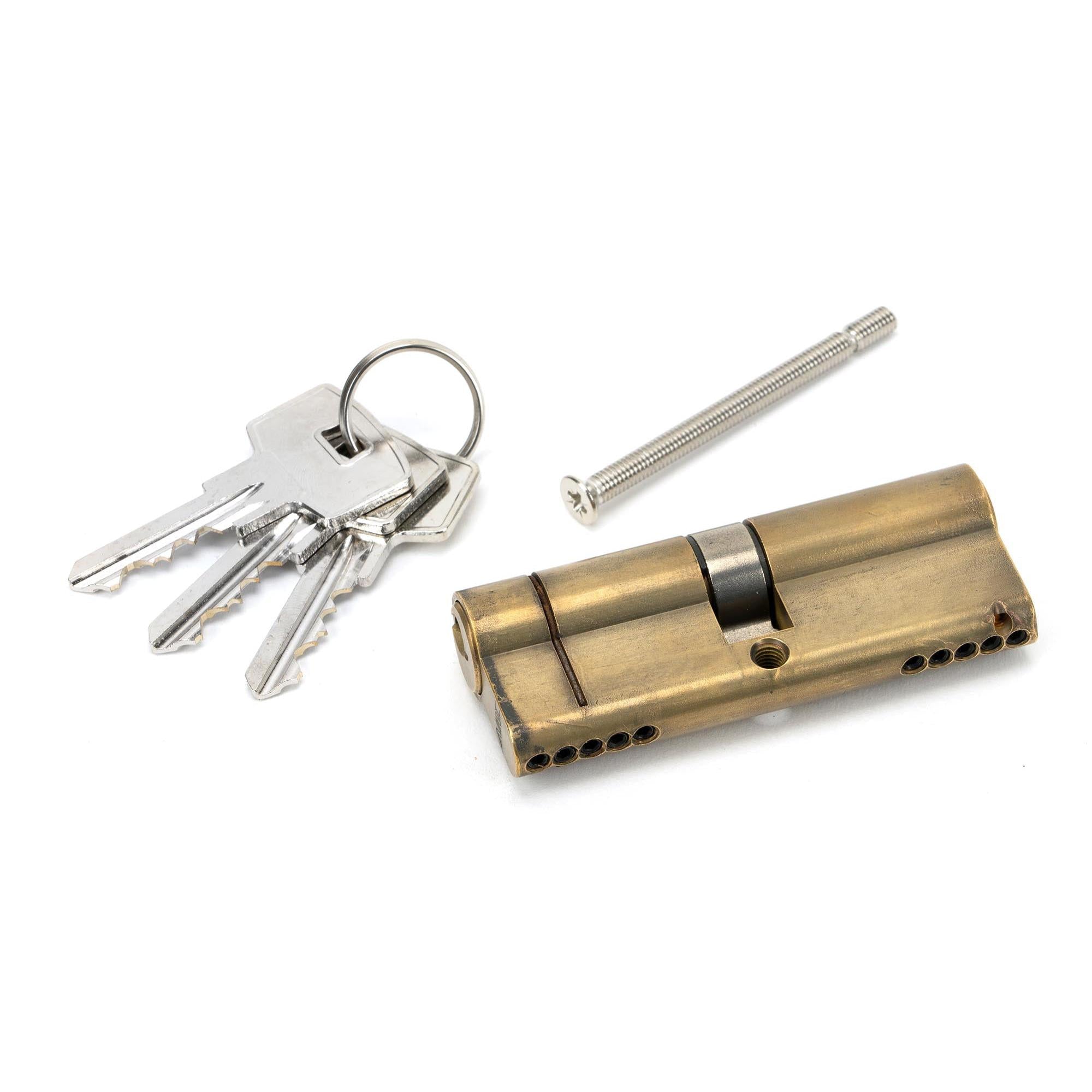 Aged Brass 40/40 5pin Euro Cylinder KA | From The Anvil - Euro Cylinders - From The Anvil - Yester Home