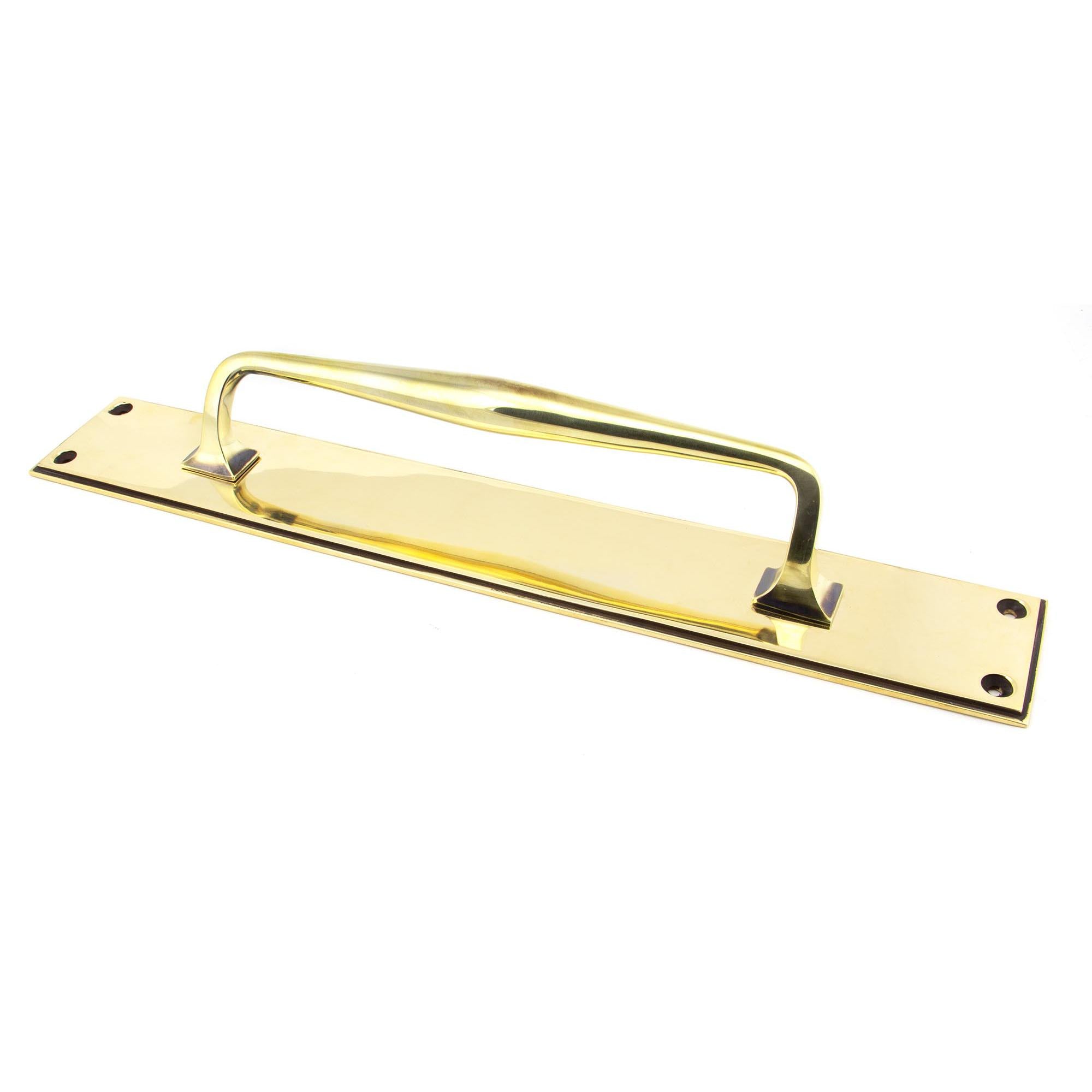 Aged Brass 425mm Art Deco Pull Handle on Backplate | From The Anvil - On Backplate - From The Anvil - Yester Home