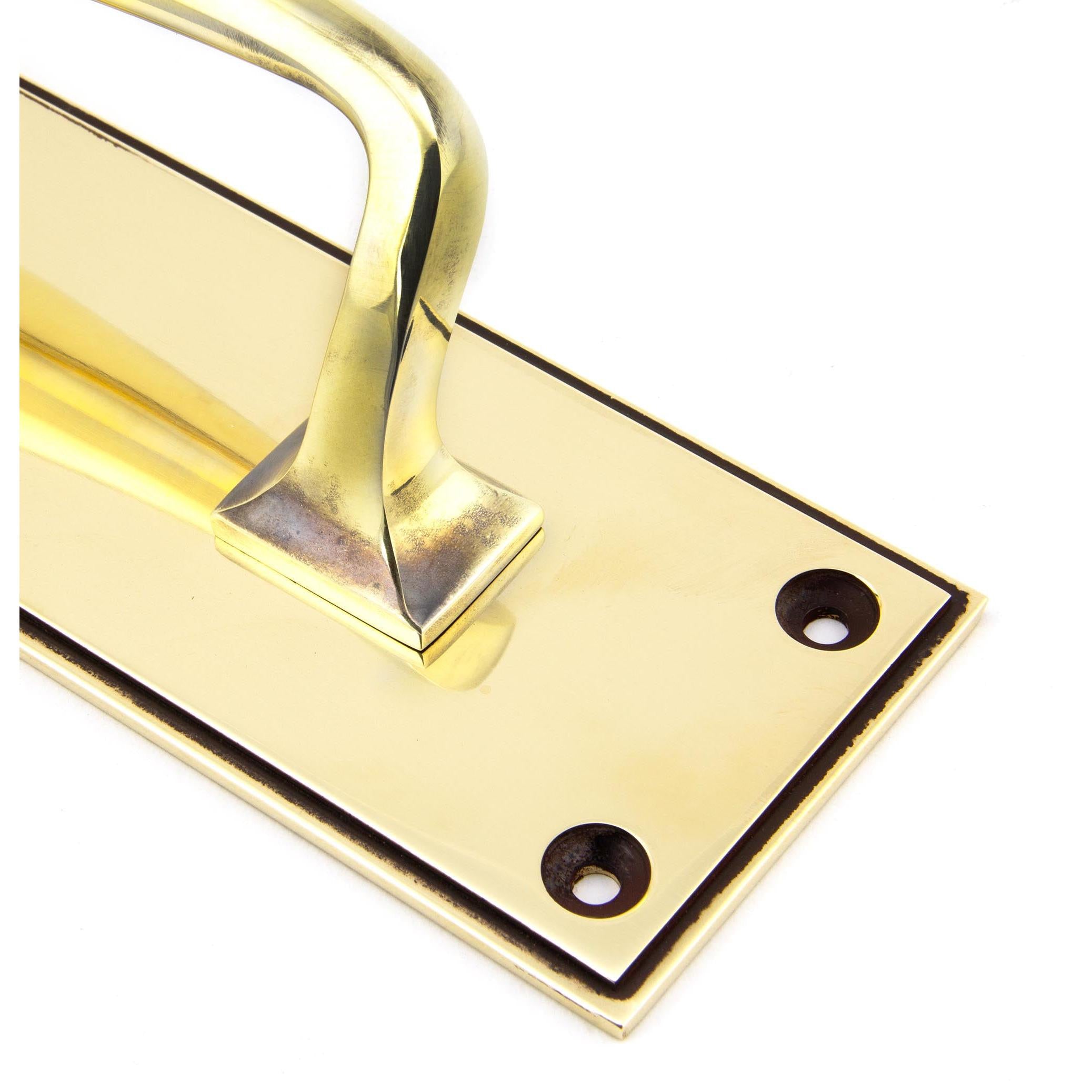 Aged Brass 425mm Art Deco Pull Handle on Backplate | From The Anvil - On Backplate - From The Anvil - Yester Home