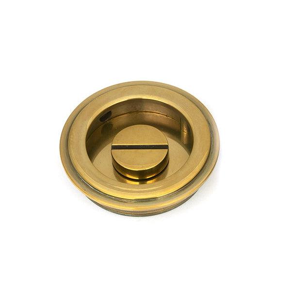 Aged Brass 60mm Art Deco Round Pull - Privacy Set | From The Anvil-Cabinet Pulls-Yester Home